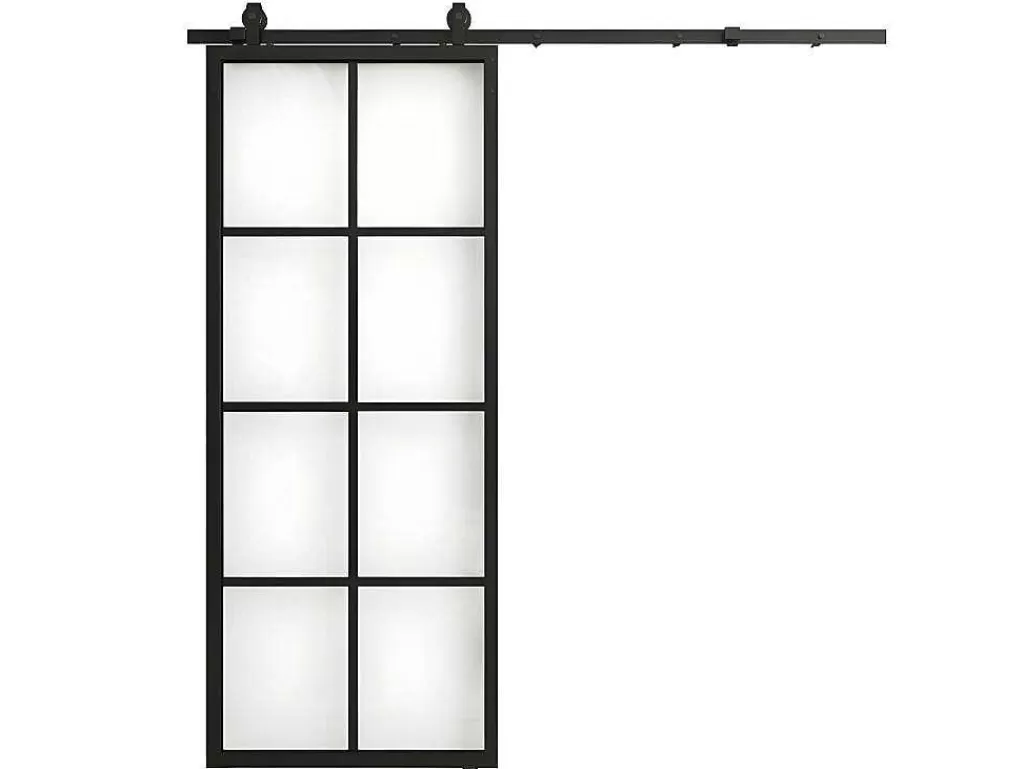 Porta De Correr*Vente-unique Porta De Correr Em Aplique A205 Cm X C83 Cm Em Aluminio E Vidro Temperado - Wilden