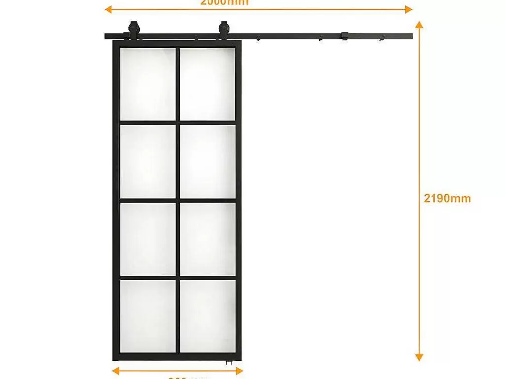 Porta De Correr*Vente-unique Porta De Correr Em Aplique A205 Cm X C83 Cm Em Aluminio E Vidro Temperado - Wilden