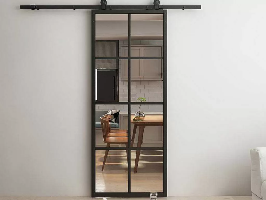 Porta De Correr*Vente-unique Porta De Correr Em Aplique A205 X L83 Cm Aluminio E Vidro Temperado Transparente - Wilden