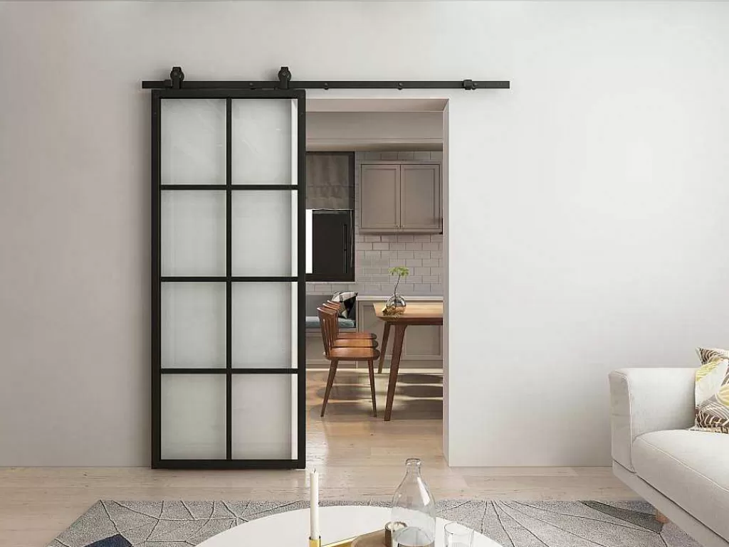 Porta De Correr*Vente-unique Porta De Correr Em Aplique A205 X L83 Cm Aluminio E Vidro Temperado Transparente - Wilden
