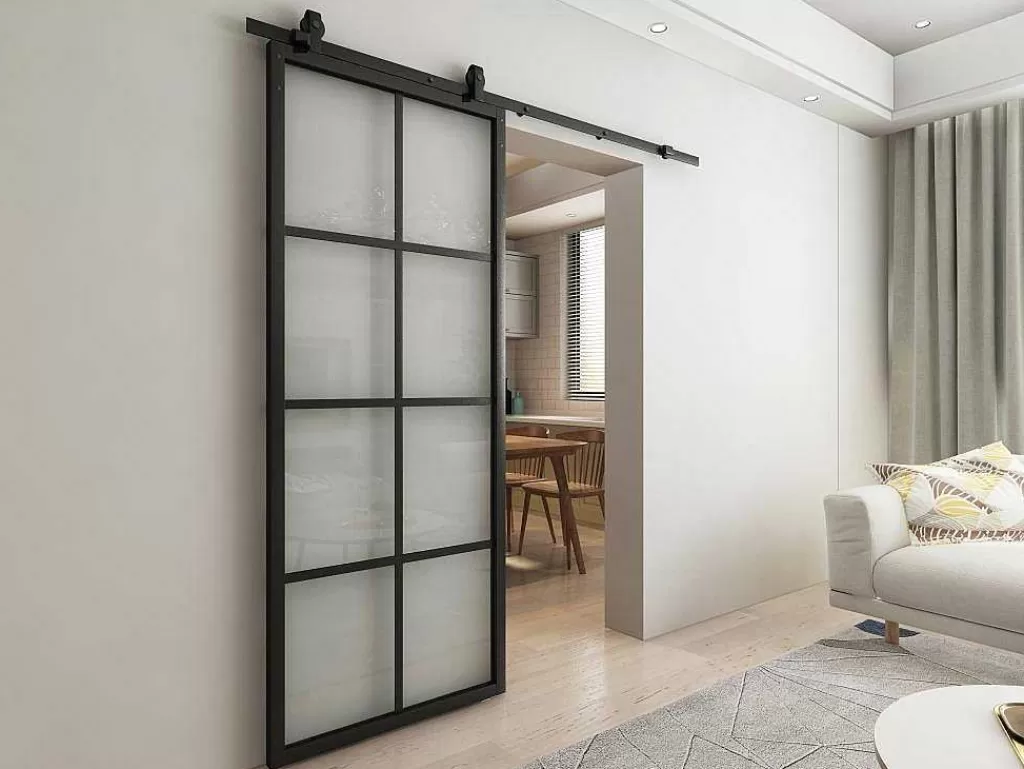 Porta De Correr*Vente-unique Porta De Correr Em Aplique A205 X L83 Cm Aluminio E Vidro Temperado Transparente - Wilden