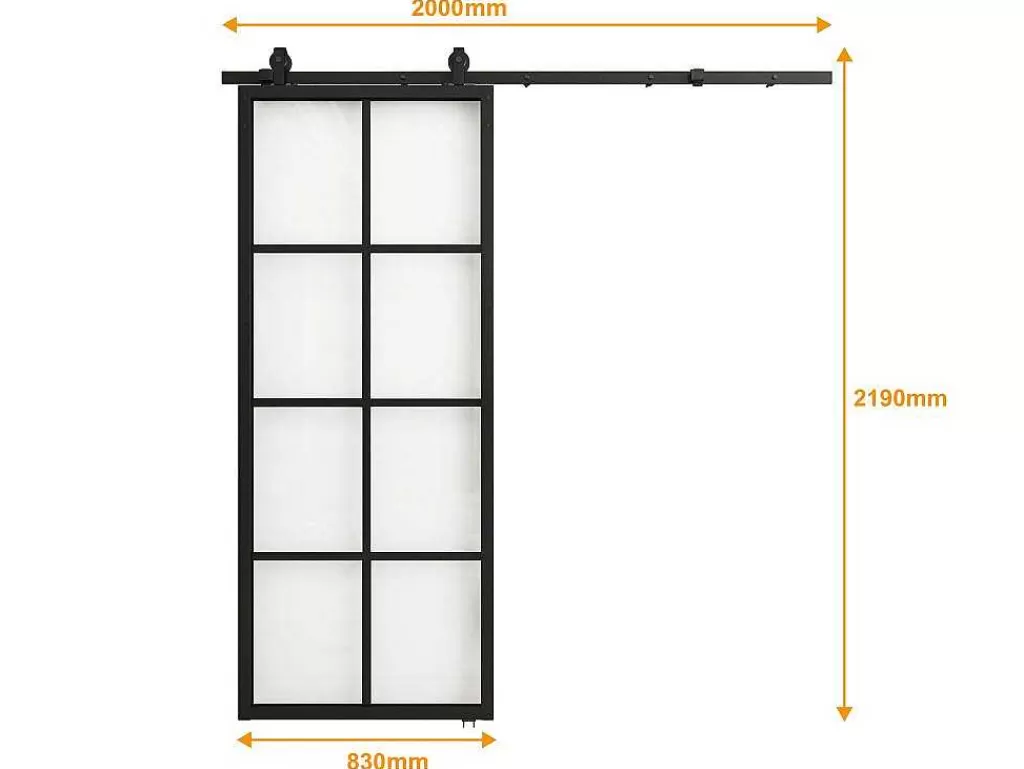 Porta De Correr*Vente-unique Porta De Correr Em Aplique A205 X L83 Cm Aluminio E Vidro Temperado Transparente - Wilden