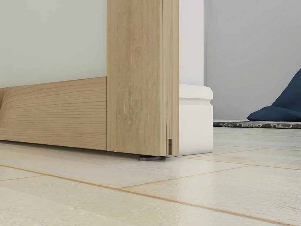 Porta De Correr*Vente-unique Porta De Correr Em Aplique Com 3 Vidros De A205 X C83 Cm Em Mdf Cor Madeira Natural - Acosta