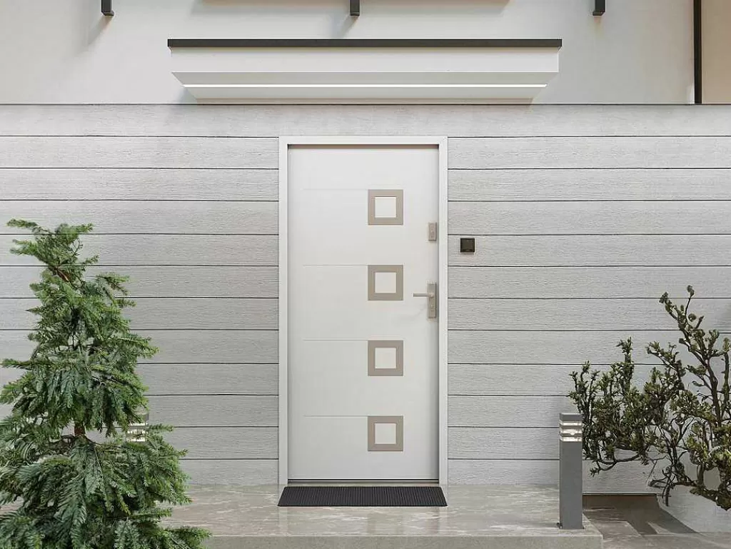 Porta De Entrada*Vente-unique Porta De Entrada Aco Macico E Inox A207 X L100 Cm Branca, Abertura Para A Esquerda - Tifana
