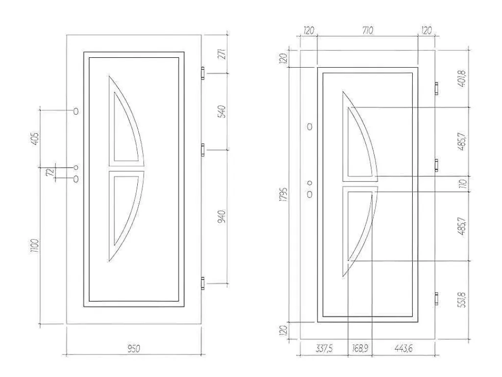 Porta De Entrada*Vente-unique Porta De Entrada Em Aco Envidracado Com Inox De A.207 X L.100 Cm Cor Antracite Com Abertura Para A Direita - Covas