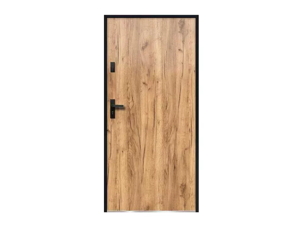 Porta De Entrada*Vente-unique Porta De Entrada Em Aco Macico A207 X L100 Cm Efeito Carvalho, Abertura Para A Direita - Agueda