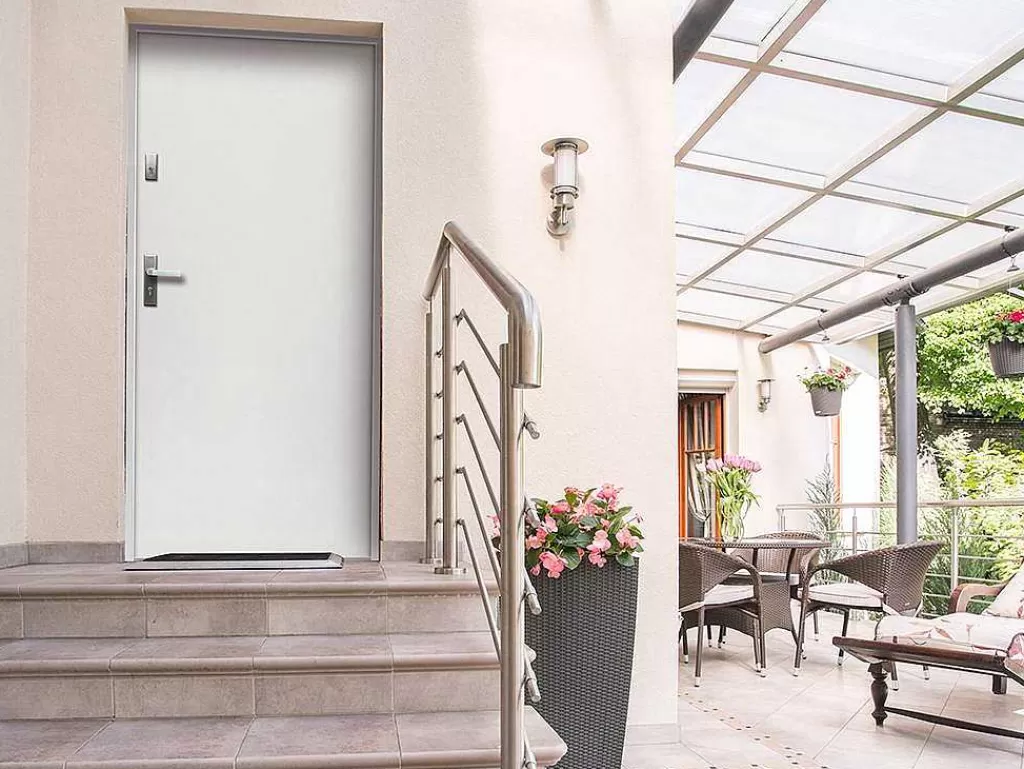 Porta De Entrada*Vente-unique Porta De Entrada Em Aco Macico De A.207 X L.100 Cm Cor Branco Com Abertura Para A Direita - Agueda
