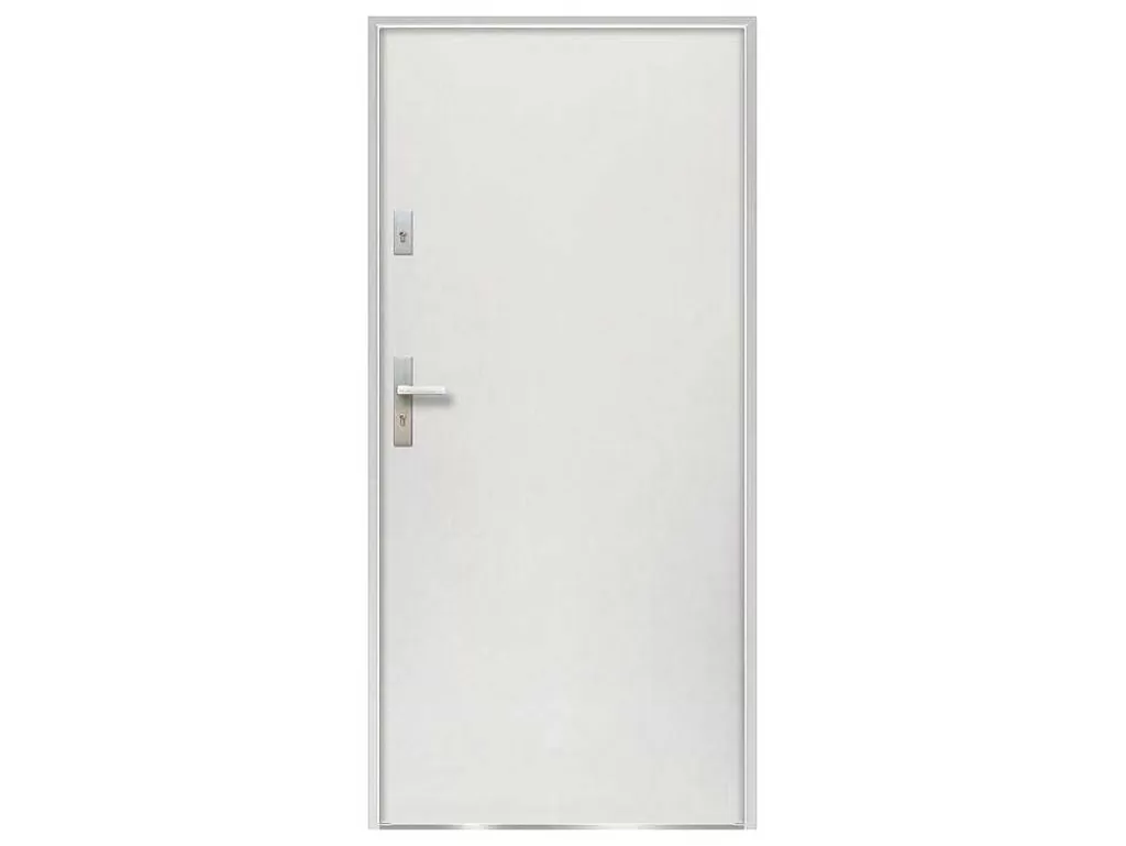 Porta De Entrada*Vente-unique Porta De Entrada Em Aco Macico De A.207 X L.100 Cm Cor Branco Com Abertura Para A Direita - Agueda