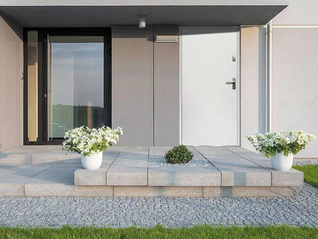Porta De Entrada*Vente-unique Porta De Entrada Em Aco Macico De A.207 X L.100 Cm Cor Branco Com Abertura Para A Esquerda - Agueda