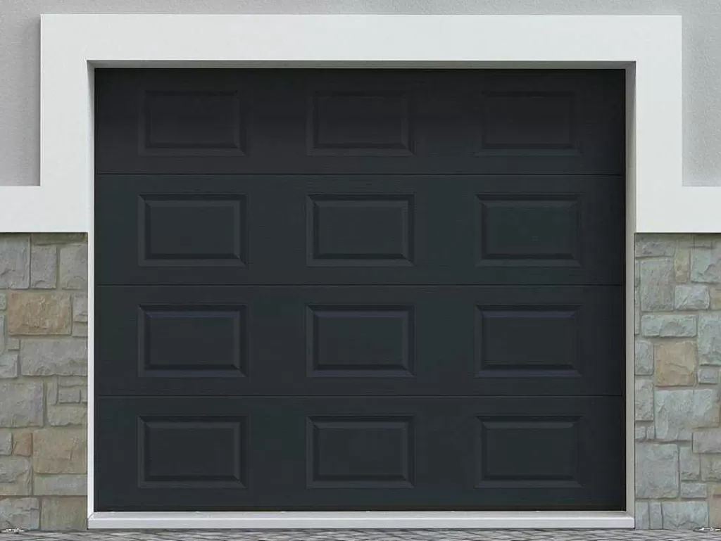 Porta De Garagem*Vente-unique Porta De Garagem Seccionada Com Padrao Quadriculado Antracite Motorizado - Caopas