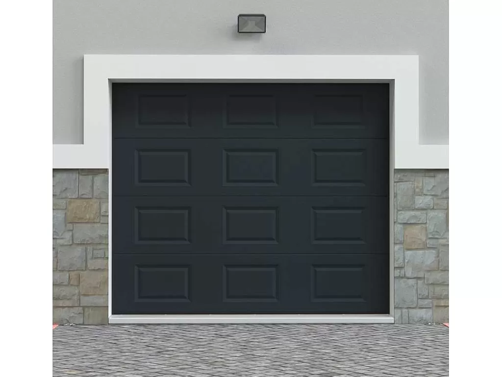 Porta De Garagem*Vente-unique Porta De Garagem Seccionada Com Padrao Quadriculado Antracite Motorizado - Caopas