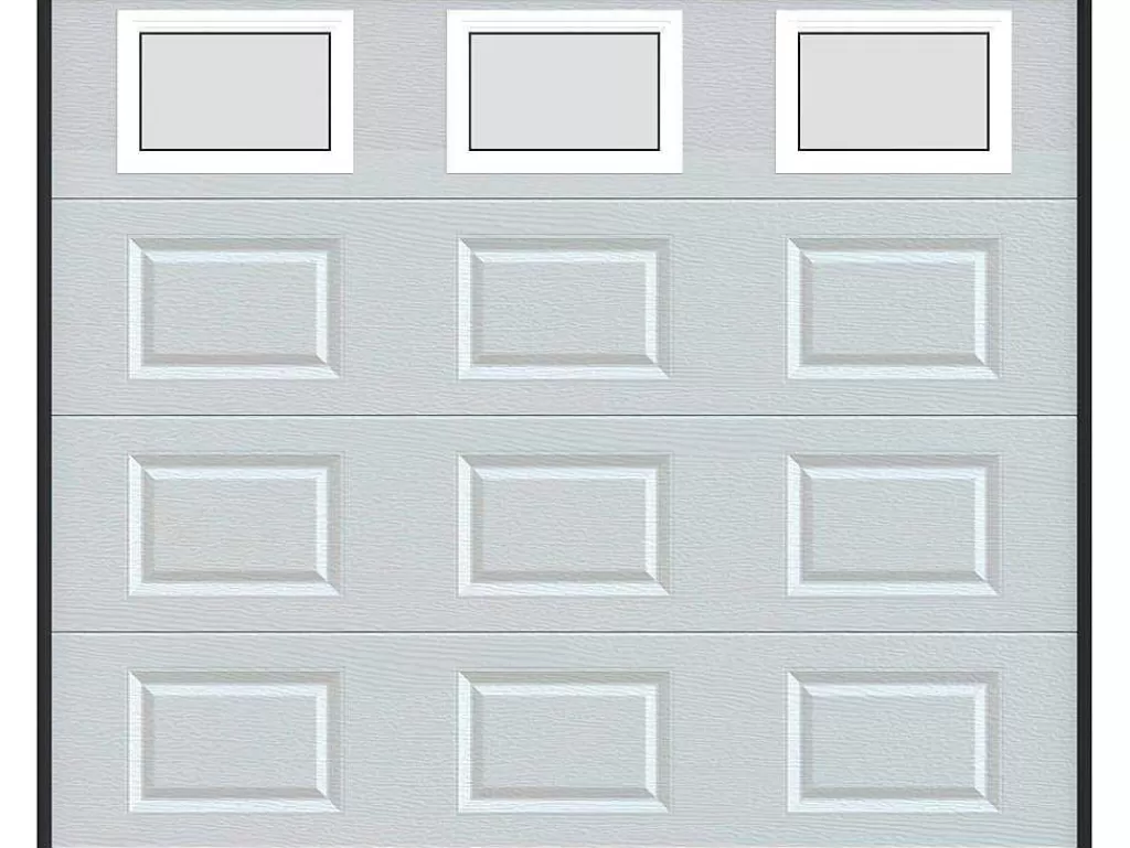 Porta De Garagem*Vente-unique Porta De Garagem Seccionada Com Padrao Quadriculado Branco Com Janelas Motorizada - Caopas