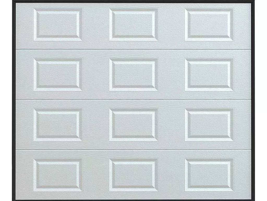 Porta De Garagem*Vente-unique Porta De Garagem Seccionada Com Padrao Quadriculado Branco Motorizado - Caopas