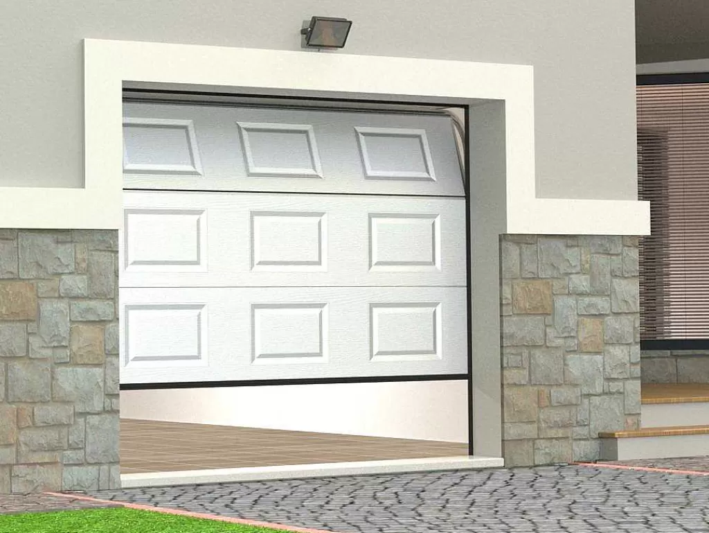 Porta De Garagem*Vente-unique Porta De Garagem Seccionada Com Padrao Quadriculado Branco Motorizado - Caopas