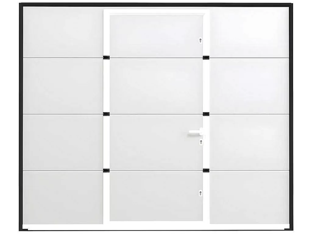 Porta De Garagem*Vente-unique Porta De Garagem Seccionada Efeito Liso Com Porta Central Branco Motorizado - Lavega