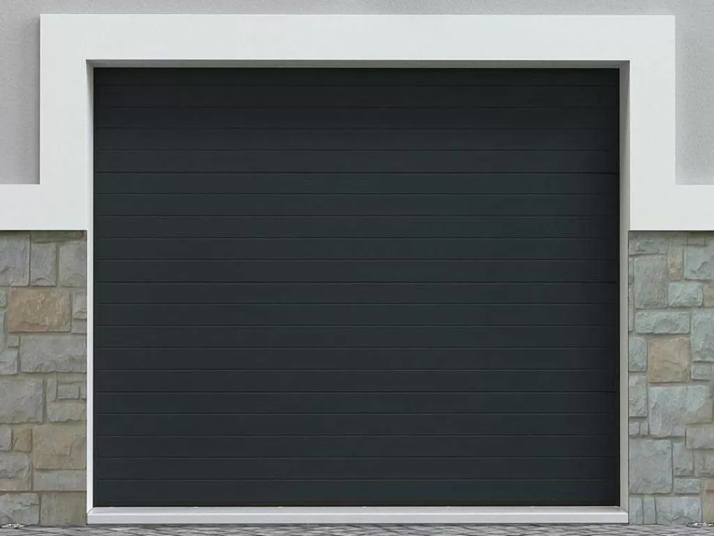 Porta De Garagem*Somfy Porta De Garagem Seccionada Efeito Ranhurado Antracite Com Motor - Noria