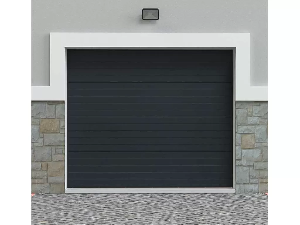 Porta De Garagem*Somfy Porta De Garagem Seccionada Efeito Ranhurado Antracite Com Motor - Noria