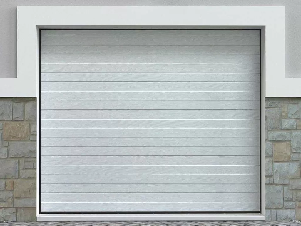 Porta De Garagem*Vente-unique Porta De Garagem Seccionada Efeito Ranhurado Branco Motorizada - Noria