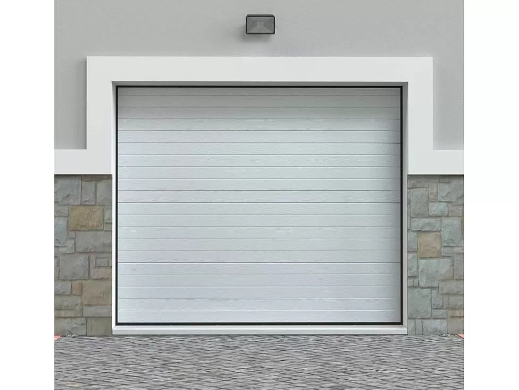 Porta De Garagem*Vente-unique Porta De Garagem Seccionada Efeito Ranhurado Branco Motorizada - Noria
