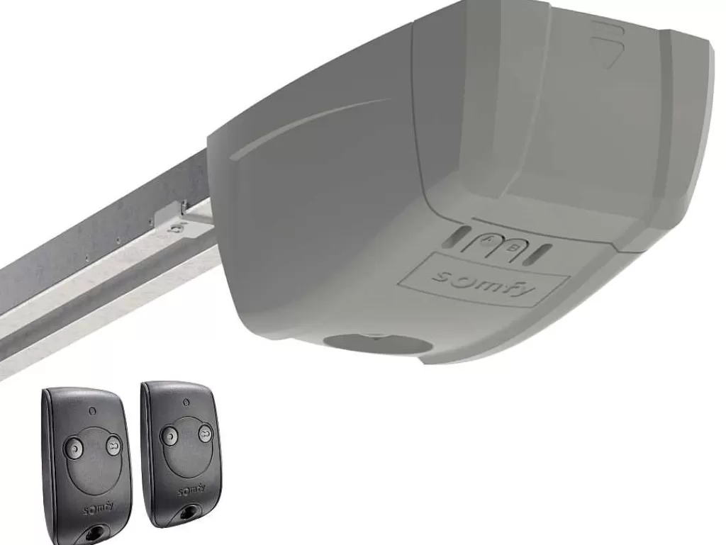 Porta De Garagem*Somfy Porta De Garagem Seccionada Efeito Ranhurado Cinza Com Motor - Noria