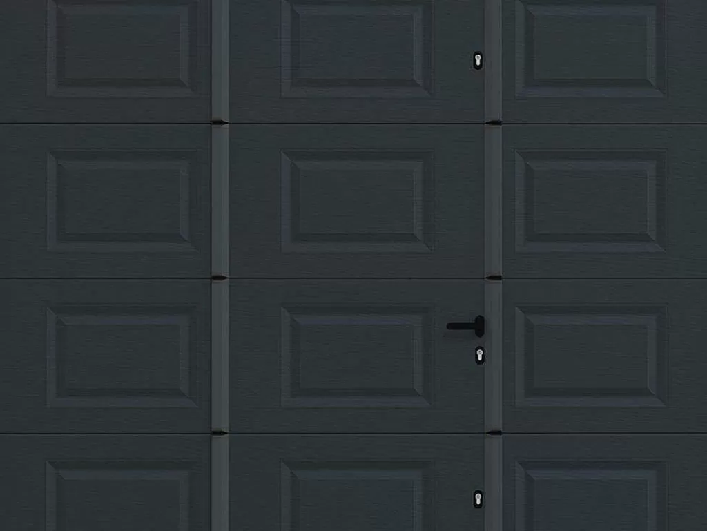 Porta De Garagem*Vente-unique Porta De Garagem Seccionada Motorizada Com Padrao Quadriculado E Porta Central Antracite - Caopas
