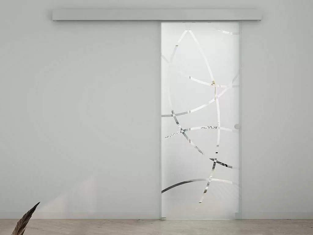 Porta De Correr*Vente-unique Porta Deslizante Suspensa Heidi - A 205 X C 73 Cm - Vidro Temperado