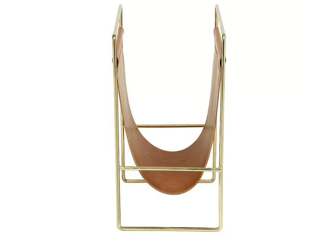 Acessórios De Arrumação*OZAIA Porta-Revistas Vintage Em Pele Sintética C38 X L22 X A41 Cm, Metal E Pele Sintética Castanha - Ferri