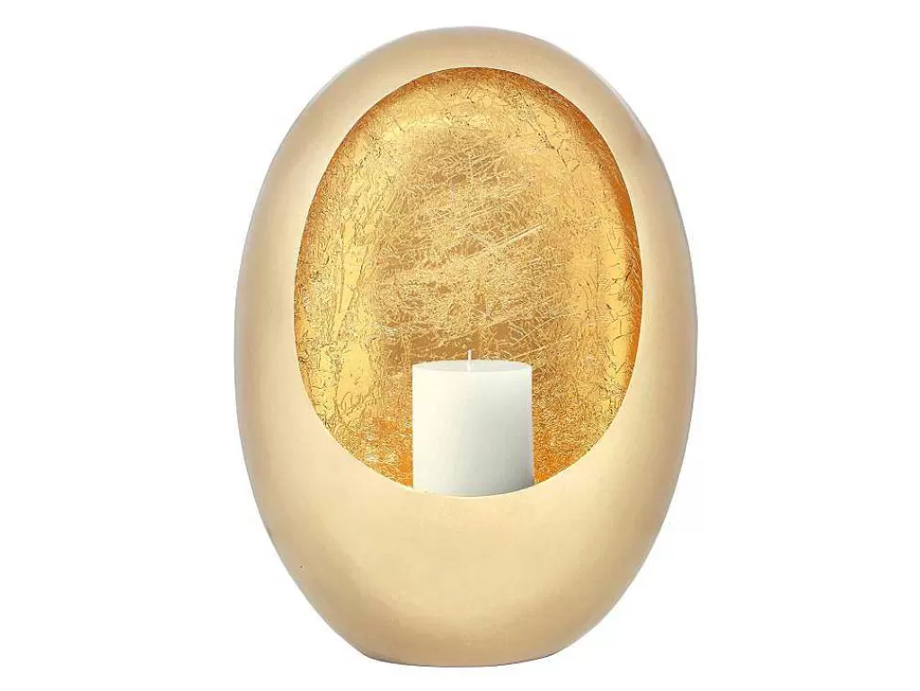 Castiçais Decorativos E Velas*OZAIA Porta-Velas Em Metal C.31,5 X A.43 Cm, Acabamento Latao E Folhas Douradas, Dourado - Belinni