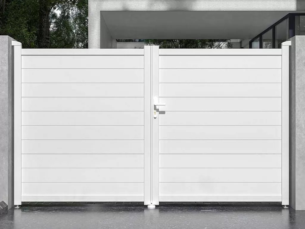 Porta E Portão*EXPERTLAND Portão De Batente Aluminio C305 X A181 Cm Branco - Nazario