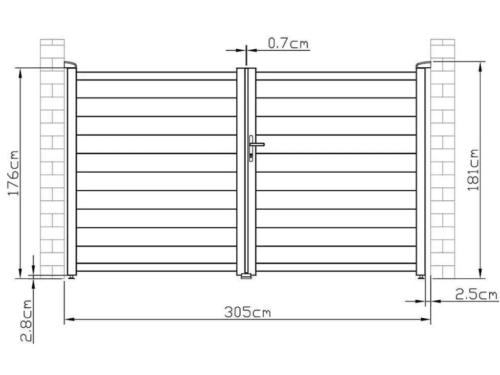 Porta E Portão*EXPERTLAND Portão De Batente Aluminio C305 X A181 Cm Branco - Nazario