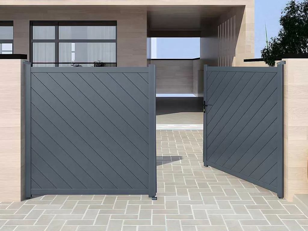 Porta E Portão*EXPERTLAND Portão De Batente Aluminio C350 X A160 Cm Antracite - Zerano