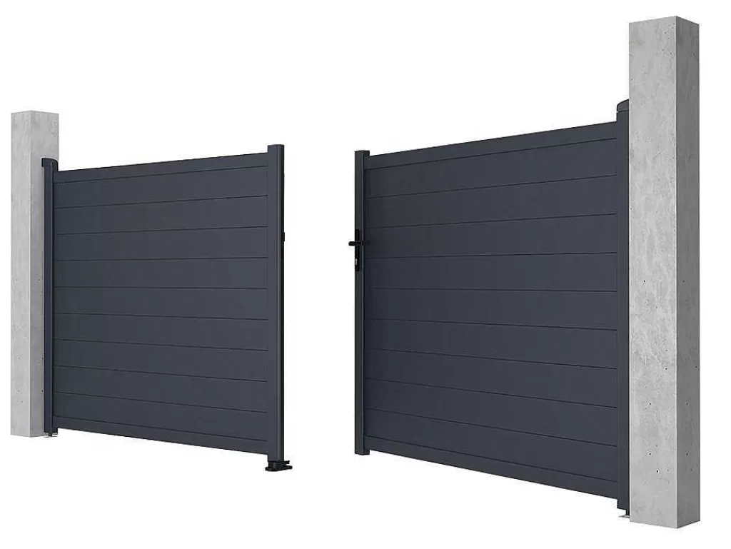 Porta E Portão*EXPERTLAND Portão De Batente Antracite Em Aluminio De C392 X A158 Cm - Nazario
