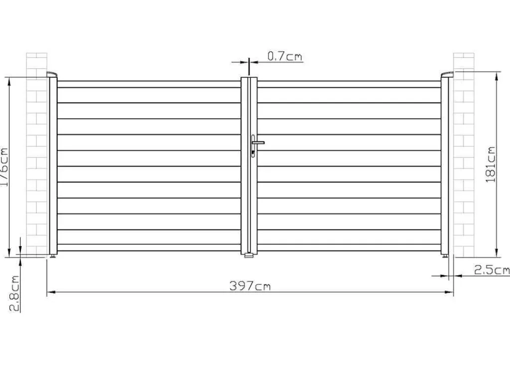 Porta E Portão*EXPERTLAND Portão De Batente Antracite Em Aluminio De C392 X A173 Cm - Nazario