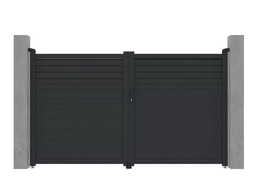 Porta E Portão*EXPERTLAND Portão De Batente Em Aluminio Estilo Persiana De C305 X A181 Cm Cor Antracite - Viazo
