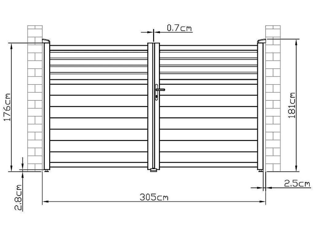 Porta E Portão*EXPERTLAND Portão De Batente Em Aluminio Estilo Persiana De C305 X A181 Cm Cor Antracite - Viazo