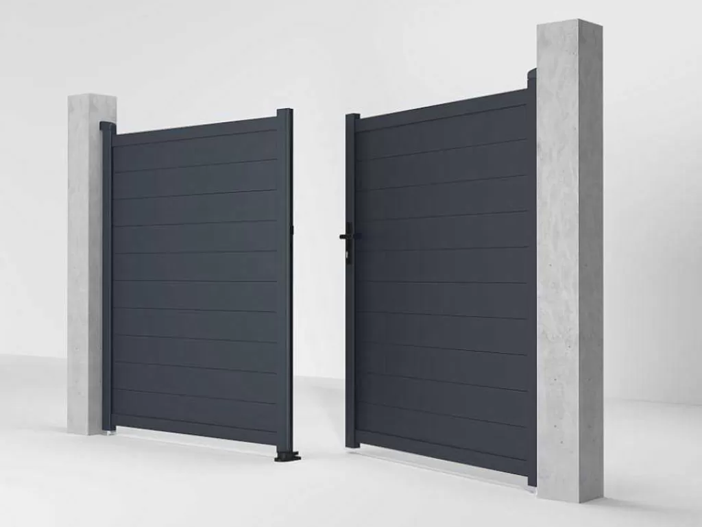 Porta E Portão*EXPERTLAND Portão De Batente Motorizado Em Aluminio Antracite De C306 X A181 Cm - Nazario