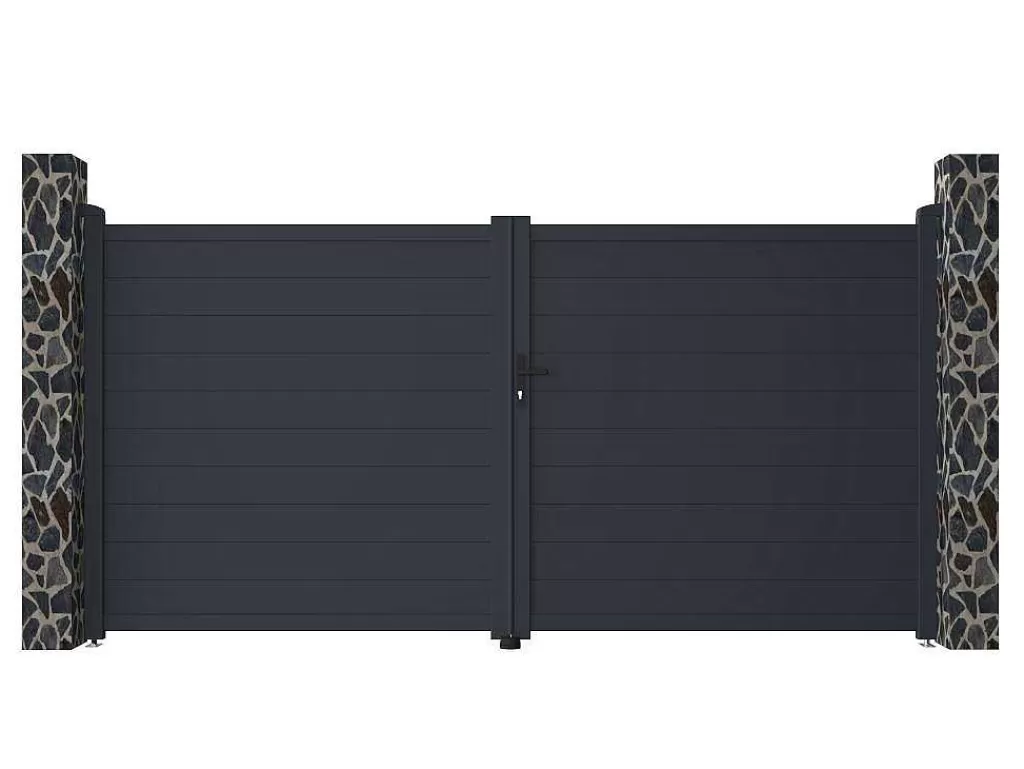 Porta E Portão*EXPERTLAND Portão De Batente Motorizado Em Aluminio Antracite De C355 X A181 Cm - Nazario