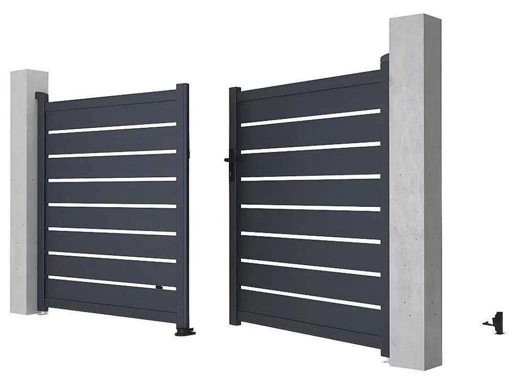 Porta E Portão*EXPERTLAND Portão De Batente Perfurado Antracite Em Aluminio De C300 X A158 Cm - Primo