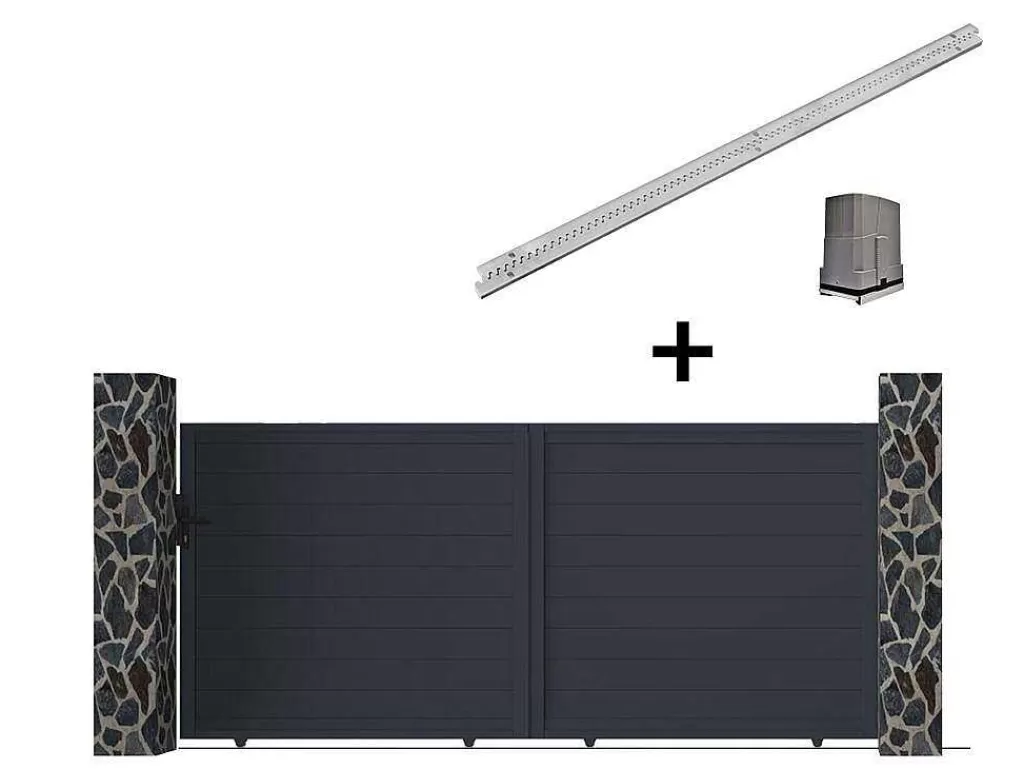 Porta E Portão*EXPERTLAND Portão De Correr Motorizado Em Aluminio Antracite De C350 X A173 Cm - Nazario