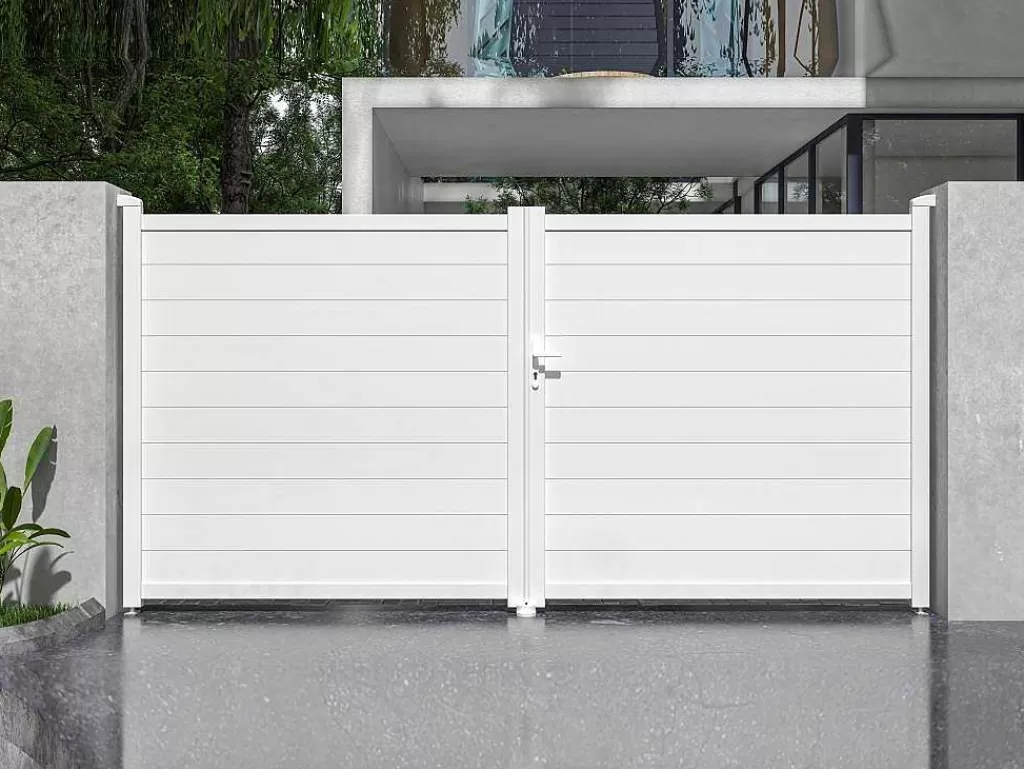 Porta E Portão*EXPERTLAND Portão Eletrico De Batente Aluminio C355 X A181 Cm Branco - Nazario