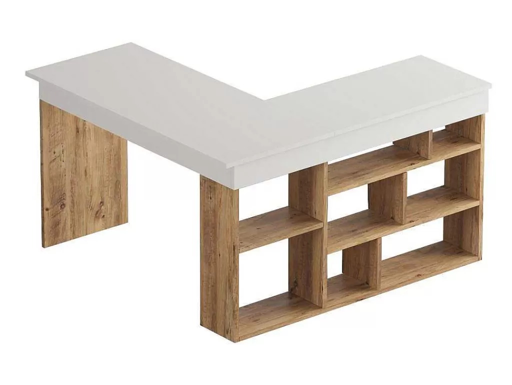 Secretária*Venprodin Prateleiras Tywin Para Mesa Moderna - - Pinho 115 Cm - Branco