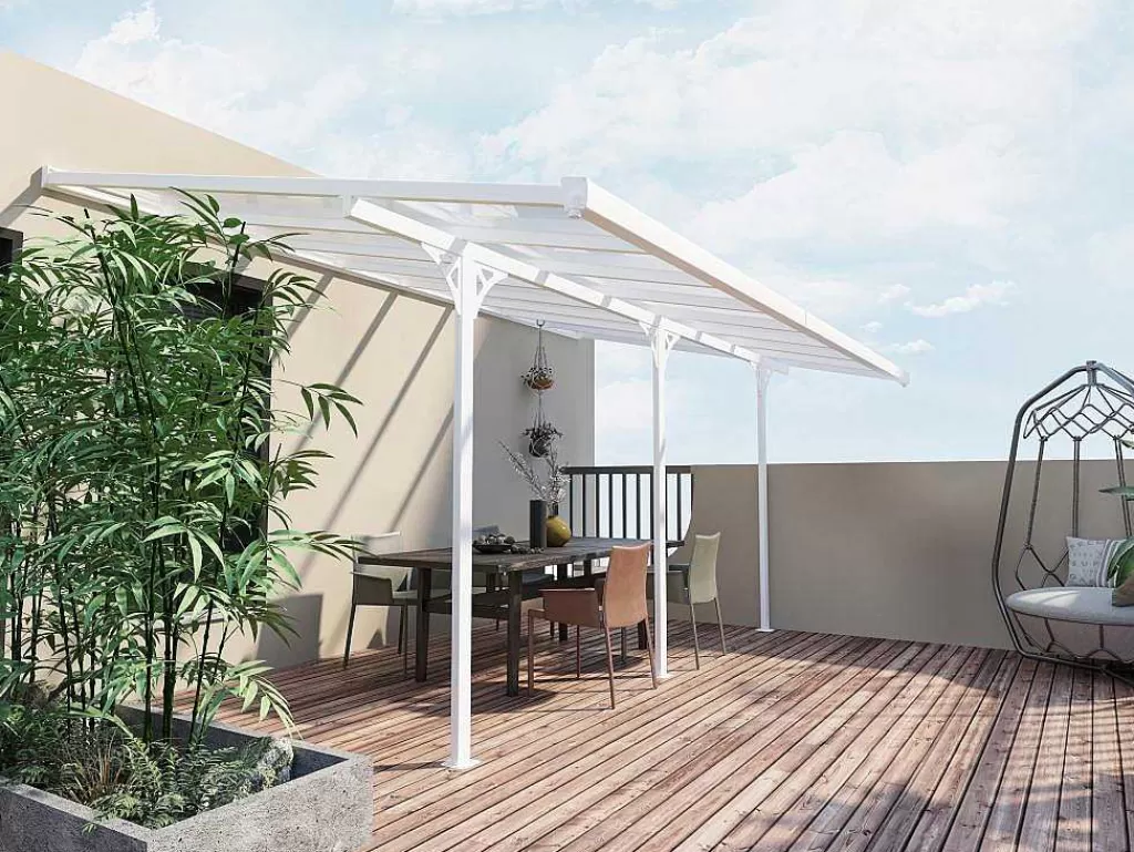 Pérgola, Coreto, Quiosque*EXPERTLAND Pérgola Abrigo Para Carros Adossado Aluminio 15,1 M Branco - Alvaro