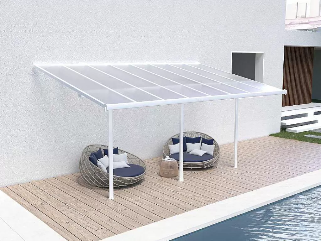 Pérgola, Coreto, Quiosque*EXPERTLAND Pérgola Abrigo Para Carros Adossado Aluminio 15,1 M Branco - Alvaro