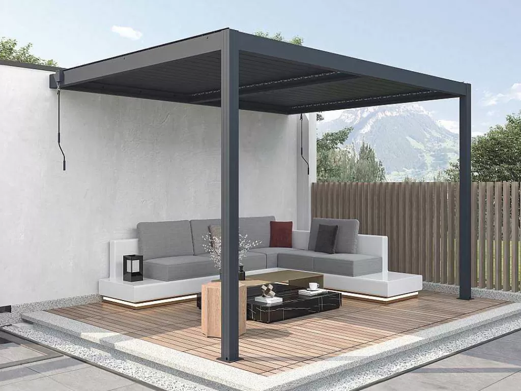 Pérgola, Coreto, Quiosque*EXPERTLAND Pérgola Adossada Bioclimatica Aluminio Com Laminas Orientaveis 11,85 M - Mandello