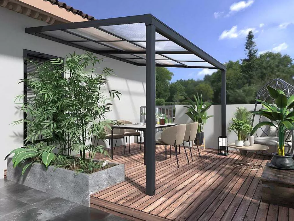 Pérgola, Coreto, Quiosque*EXPERTLAND Pérgola De Encostar A Parede Com Teto De Correr 12 M Antracite - Izeda