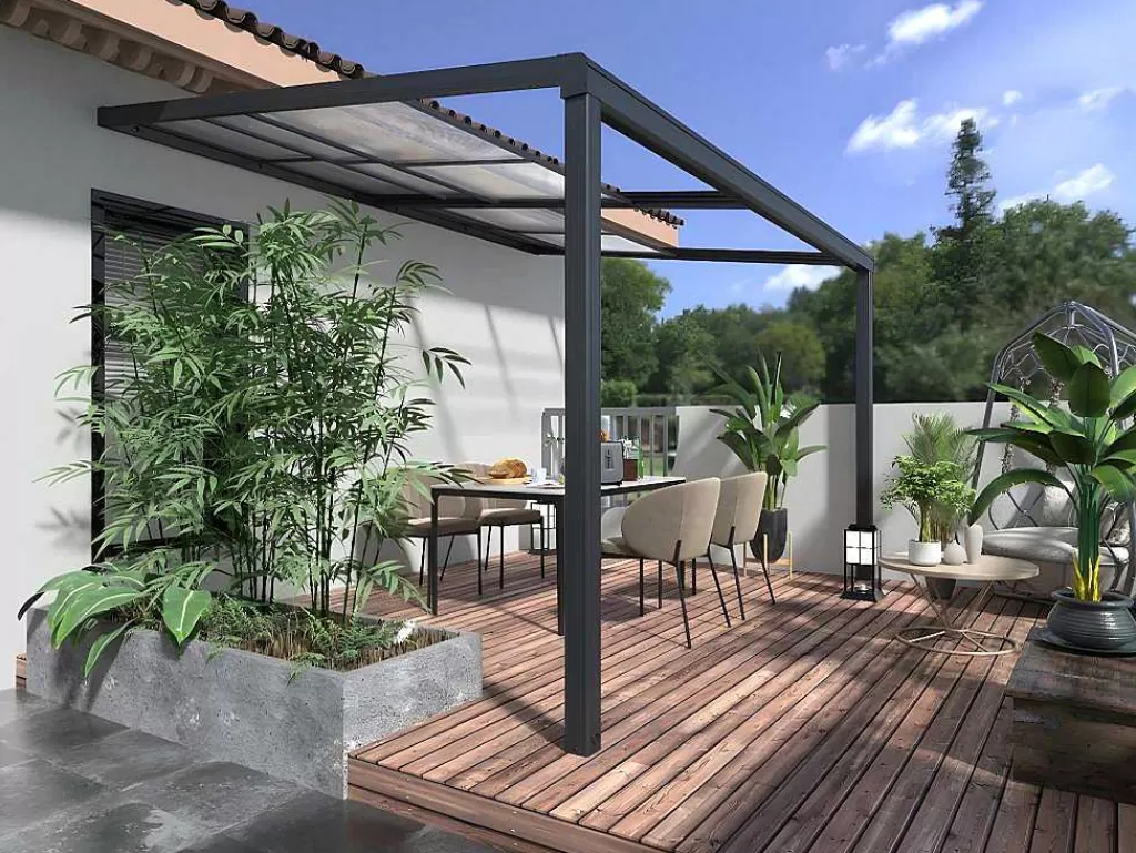 Pérgola, Coreto, Quiosque*EXPERTLAND Pérgola De Encostar A Parede Com Teto De Correr 12 M Antracite - Izeda