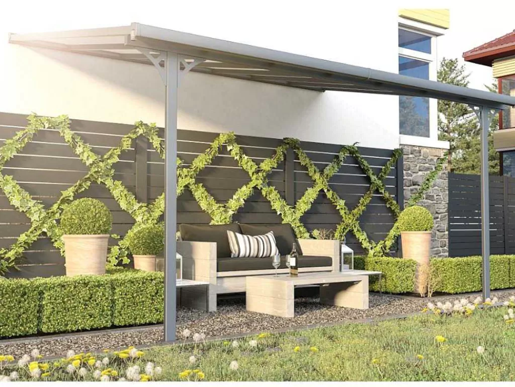 Pérgola, Coreto, Quiosque*EXPERTLAND Pérgola De Parede Em Aluminio 13,2 M Antracite De C436 X L305 X A240/285 Cm - Alvaro