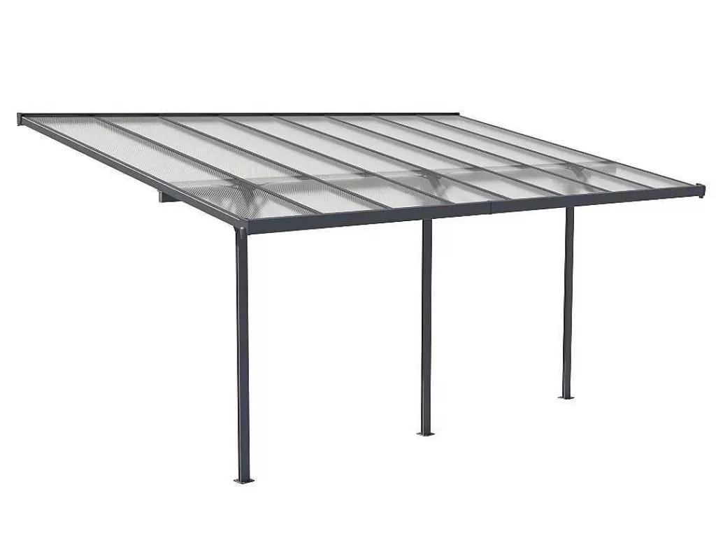 Pérgola, Coreto, Quiosque*EXPERTLAND Pérgola De Parede Em Aluminio 15,1 M Antracite De C497 X L305 X A240/285 Cm - Alvaro
