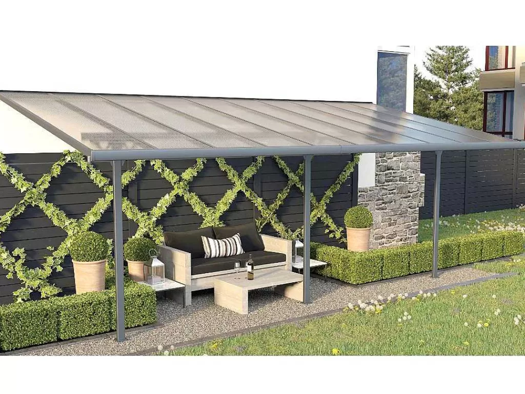 Pérgola, Coreto, Quiosque*EXPERTLAND Pérgola De Parede Em Aluminio 18,8 M Antracite De C618 X L305 X A240/285 Cm - Alvaro