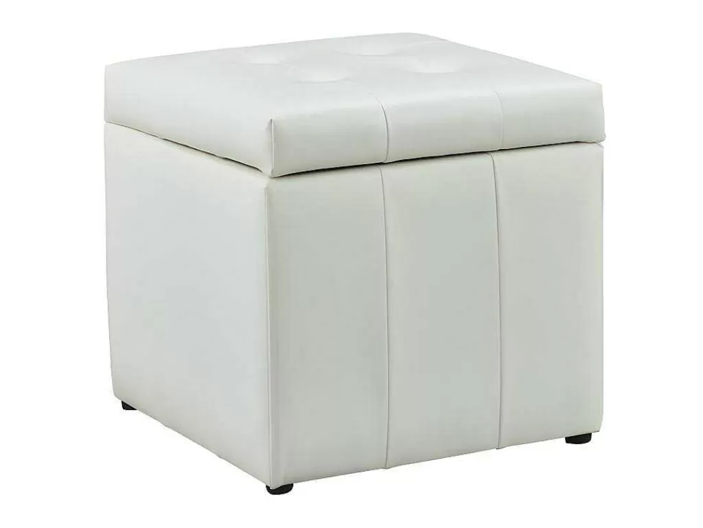 Puff*Vente-unique Pufe Com Compartimento De Arrumação Serafino Em Pele Sintética - Branco